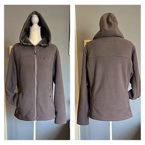 FLEECE ZIP JACKET HOODIE WOMEN’S M GRAY by OUTDOORMASTER Water & Stain Resistant - Picture 2 of 12